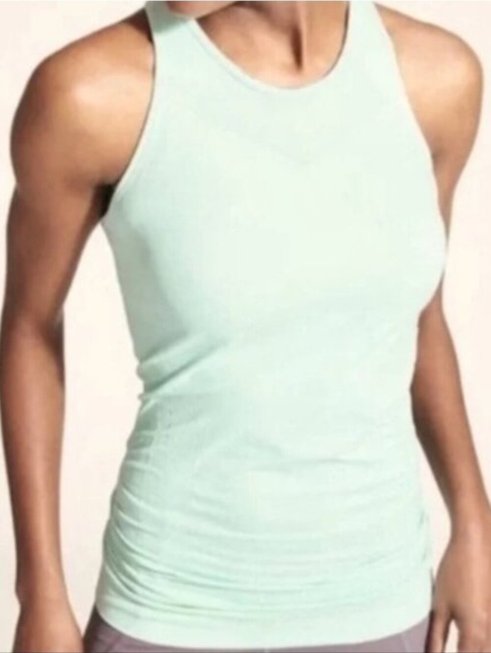 Athleta Speedlight Seamless Tank Racerback Ruched Large Womens Mint Gym Workout